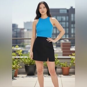 A New Day Women's Black Linen Side Zip Mini Skirt - Size Medium (NWT)